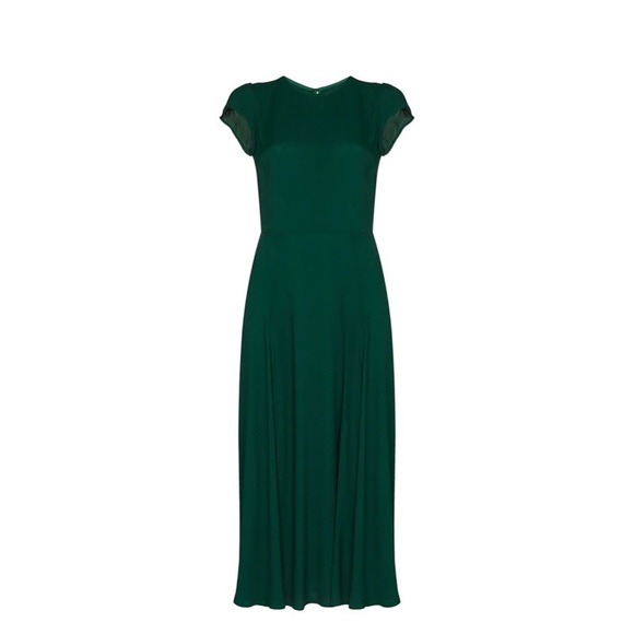RARE! NEW! Reformation Gavin Cut Out Midi Dress in Emerald Green - Picture 3 of 13